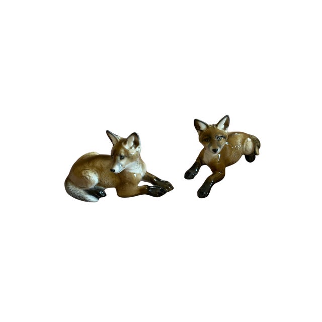 For sale is a magnificent and rare pair of vintage German porcelain fox figurines, models 1186 and 1187, designed by the...