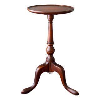 English Georgian Mahogany Tripod Table With Pad Feet and Embossed Leather Top For Sale