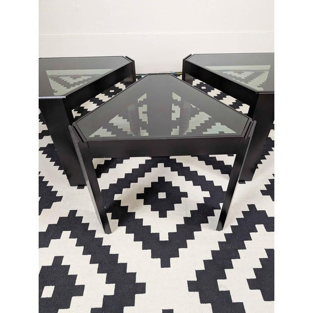 1980s Italian Set of Black Little End, Coffee Tables, Etagere Shelf by Porada Arredi For Sale - Image 5 of 11