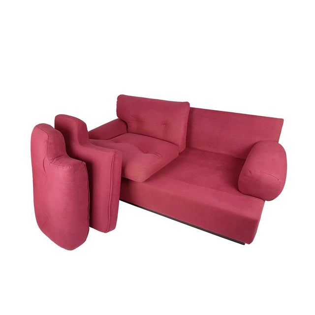 Crimson Alcantara Two-Seater Sofas by Piero Ranzani for Elam, 1960s, Set of 2 For Sale - Image 10 of 15
