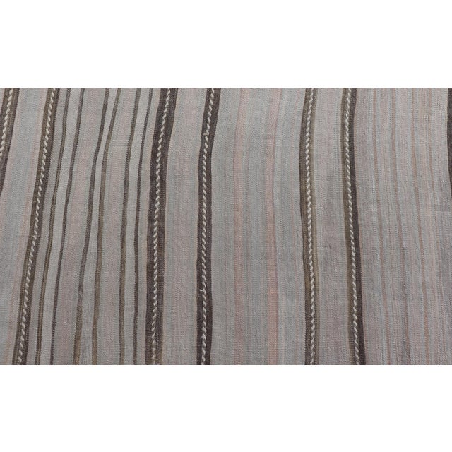 Vintage Turkish Kilim Rug With Subtle Striped Design in Taupe and Soft Gray For Sale - Image 12 of 13