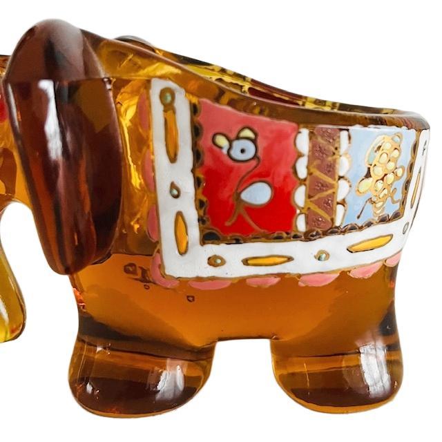 Vintage Amber Glass Decorative Elephant Pipe Holder from Moser Royo, 1930s For Sale - Image 3 of 8