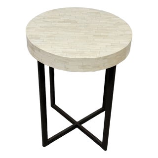 West Elm Bone Side Table, Ivory For Sale