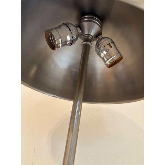 Vintage Nickle Plated Adjustable Table Lamp with Hardwired Integral Helmet Shade For Sale - Image 16 of 17