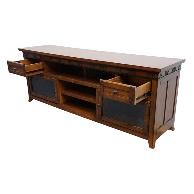 Brown Legends Furniture Sierra Collection Cherry Southwestern Rustic Americana Style 76" Media Console Za-S1476 For Sale - Image 8 of 15