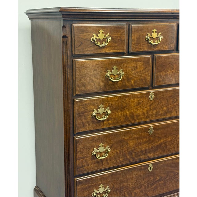 1990s Drexel Vintage Cherry 10 Drawer Chippendale Chest For Sale - Image 5 of 12