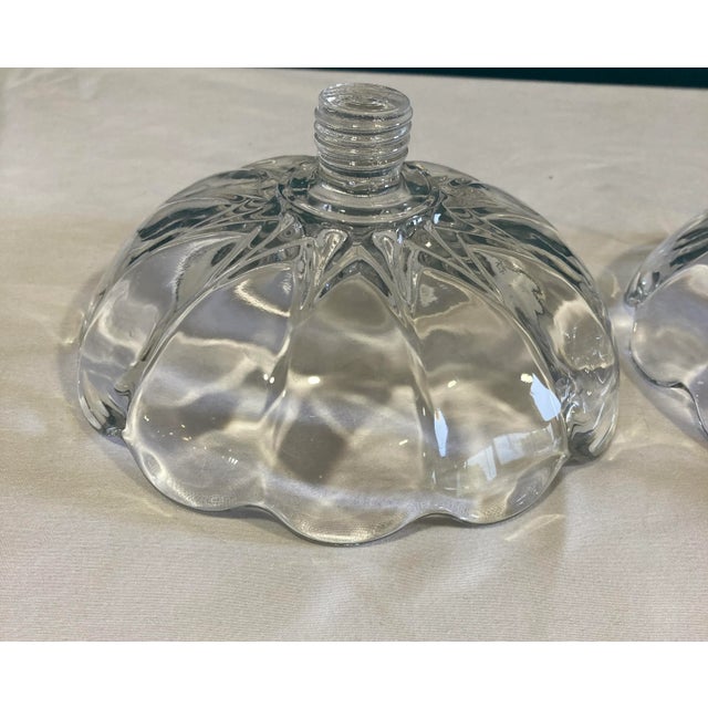 American 1960s Vintage Cut Glass Candle Guards, Set of 2 For Sale - Image 3 of 7