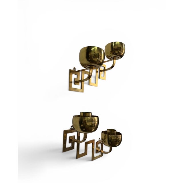 Mid 19th Century Two Hammered Polished Brass Candlebra Votive Sconces, Pair, Unelectrified For Sale - Image 5 of 5