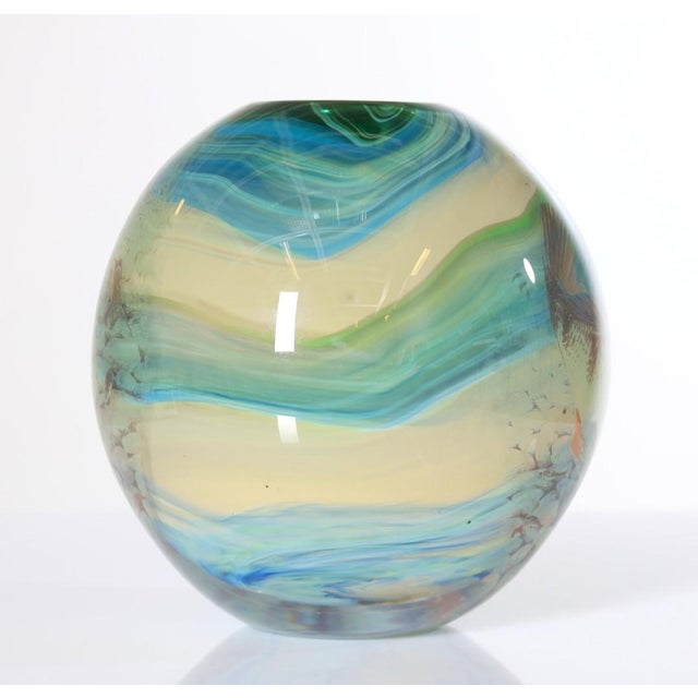 Art Glass Graal Vase Unique Robert Oldergaarden 1990s Fish Decor For Sale - Image 4 of 5