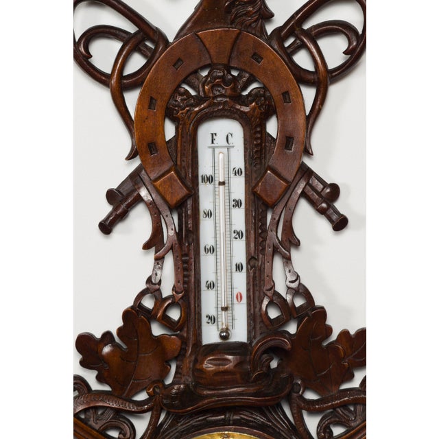 Dutch Carved Wooden Barometer with Horse Motif by Gebroeders Caminada, Rotterdam For Sale - Image 11 of 12