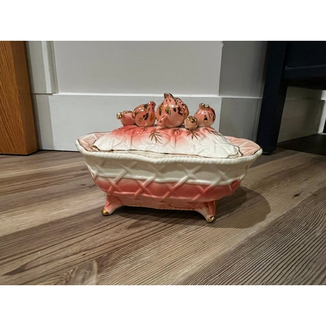 White Vintage Betson Style Ceramic Trinket Box With Lid For Sale - Image 8 of 10