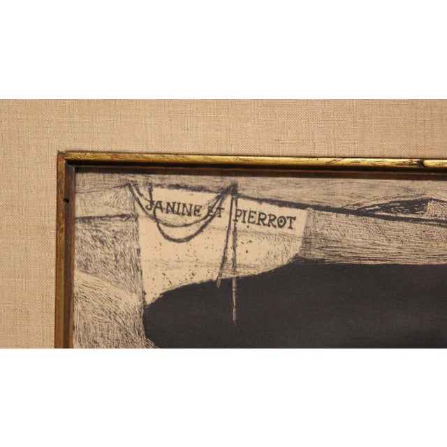 1950s David Adickes "Two Men on a Beach" Post-Impressionist Black Figurative Lithograph Print, Framed For Sale In Houston - Image 6 of 10