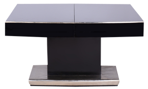 Large Art Deco Chrome and Black Glass Extendable Dining Table, 1930s