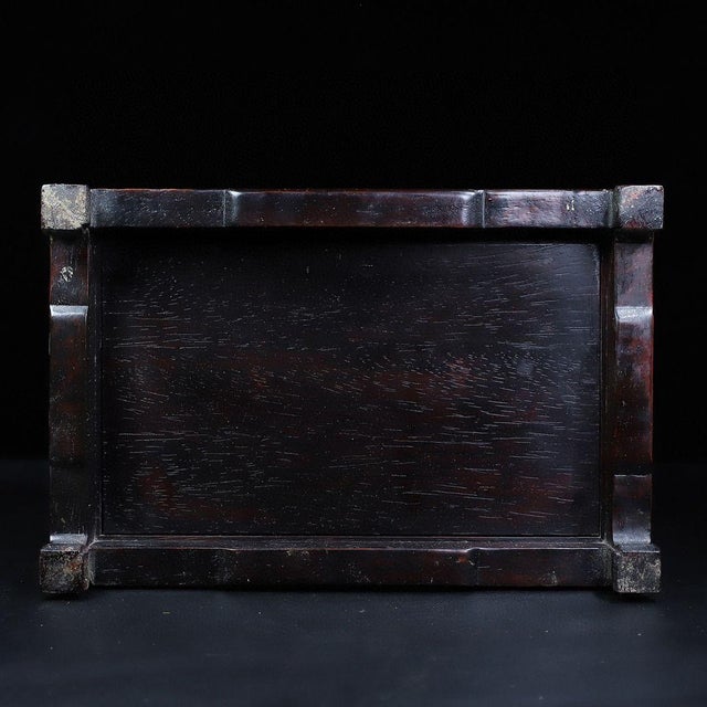 Asian Antique Zitan Wood Box With Mother-of-Pearl Bird and Flower Inlay For Sale - Image 3 of 10