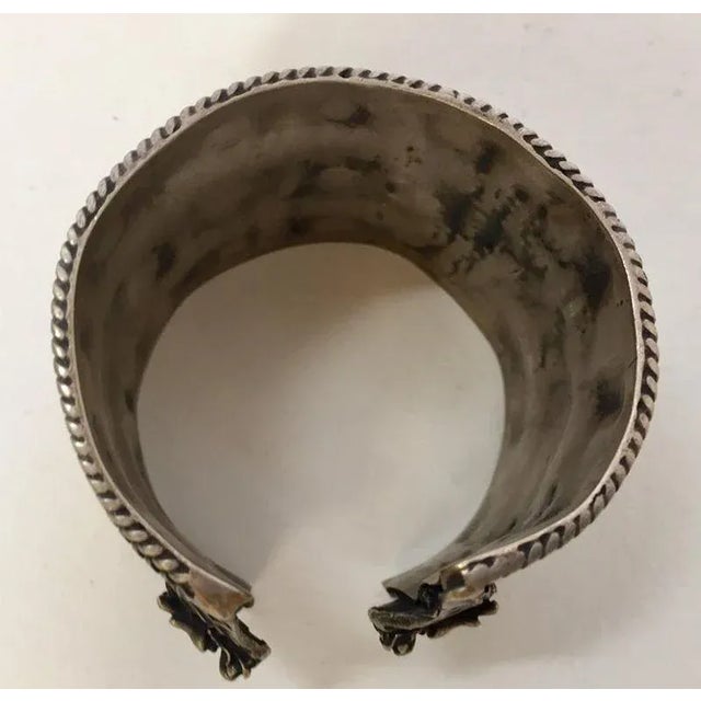 Silver Mid 20th Century Moroccan Vintage Berber Tribal Ethnic Cuff For Sale - Image 8 of 18