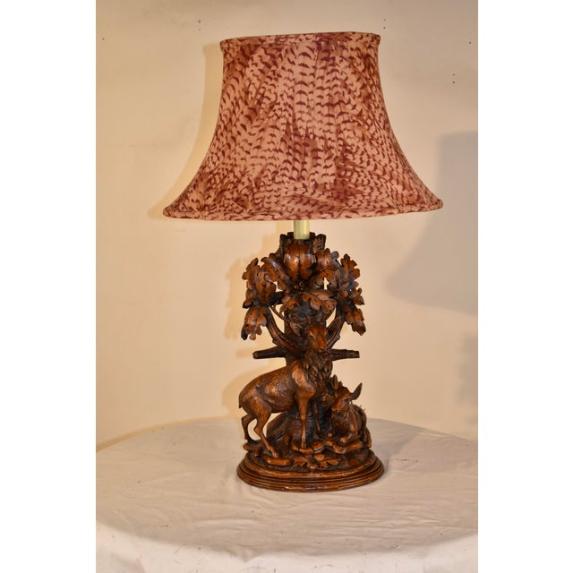 Vintage Black Forest Style Lamp With Two Deer For Sale - Image 10 of 12