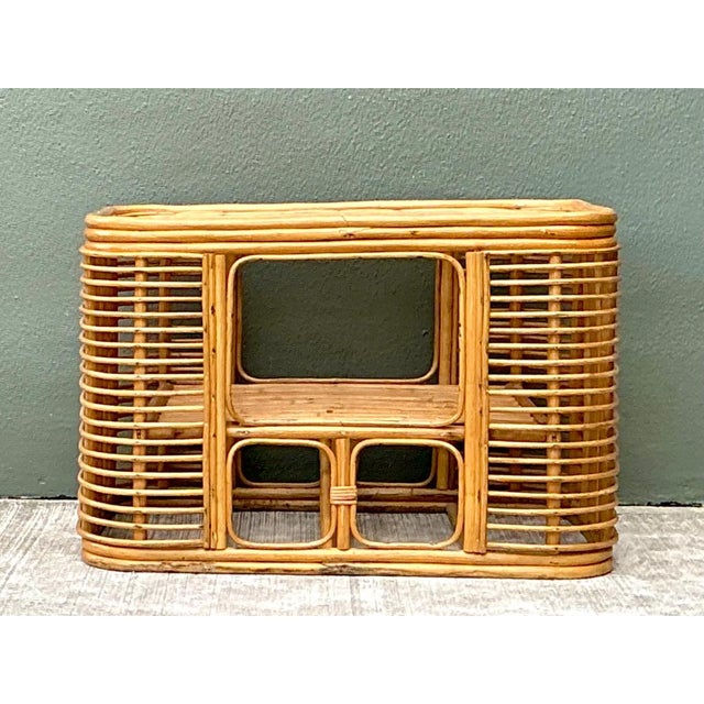 Mid-Century Modern Vintage Rattan Stacked Rattan Coffee Table For Sale - Image 3 of 12