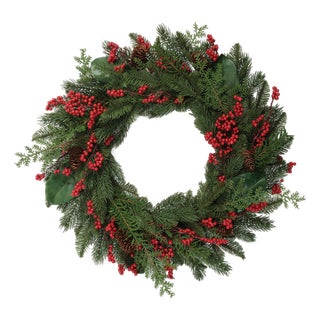 Pine and Berry Wreath 26"D For Sale