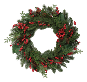 Pine and Berry Wreath 26"D
