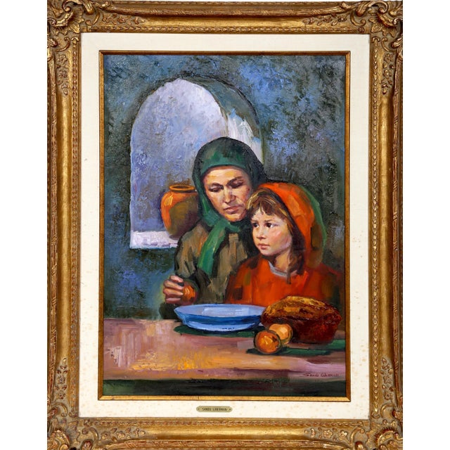 1970s Sandu Liberman, Mother and Daughter, Oil on Canvas For Sale - Image 5 of 5