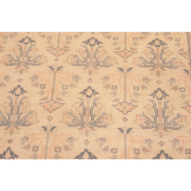 1990s Shabby Chic Tan/Red Wool Rug - 6'2'' X 9'3'' For Sale - Image 5 of 10