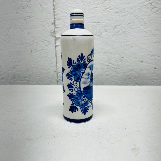 Delft Mid 20th Century Delft Blue and White Liquor Bottle For Sale - Image 4 of 6
