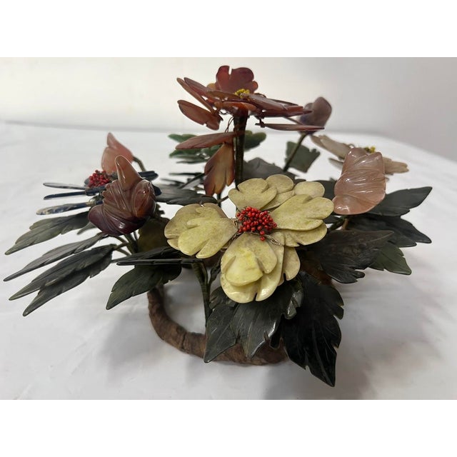 Asian Cloisonné Enamel Cup with Bouquet of Hardstone Flowers For Sale - Image 18 of 18