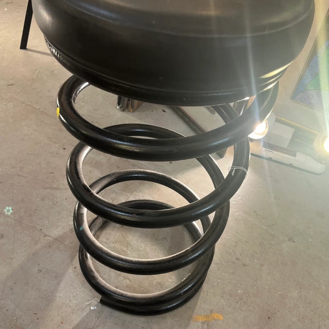 Helix Co Industrial Metal Spring and Leather Chair Bar Stool Vintage For Sale - Image 4 of 9