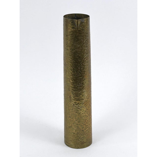 Gold Mid-Century Hammered Brass Tall Grip Vase, Germany, 1960s For Sale - Image 8 of 18