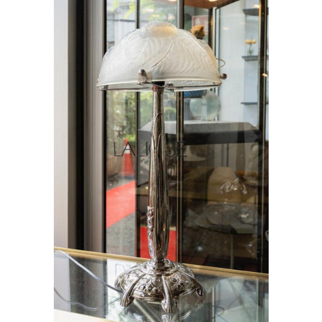 Dahlias Lamps in Opalescent Glass by René Lalique, 1921, Set of 2 For Sale - Image 9 of 10