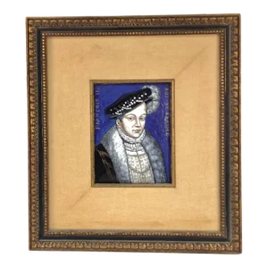 19th Century French Limoges Enamel Portrait Plaque, King Francois II