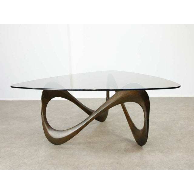 Italian Organic Snake Wooden and Smoked Glass Coffee Table, 1960s For Sale - Image 17 of 18