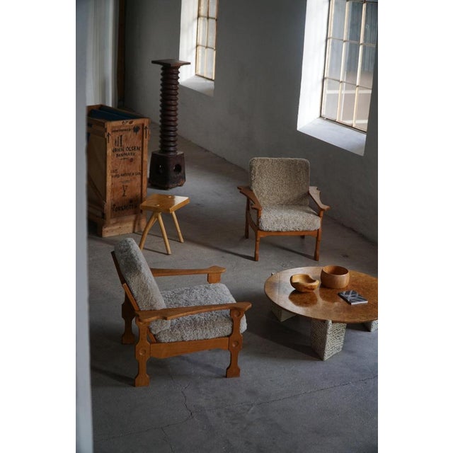 1960s Danish Modern Lounge Chairs in Oak and Lambswool by Henning Kjærnulf, 1960s, Set of 2 For Sale - Image 5 of 18