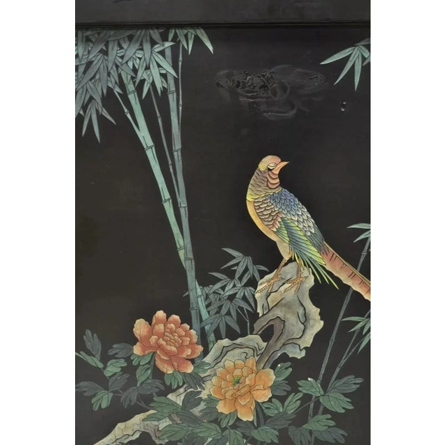Vintage Chinese Black Lacquer Fireplace Screen Fire Screen Divider For Sale - Image 11 of 12