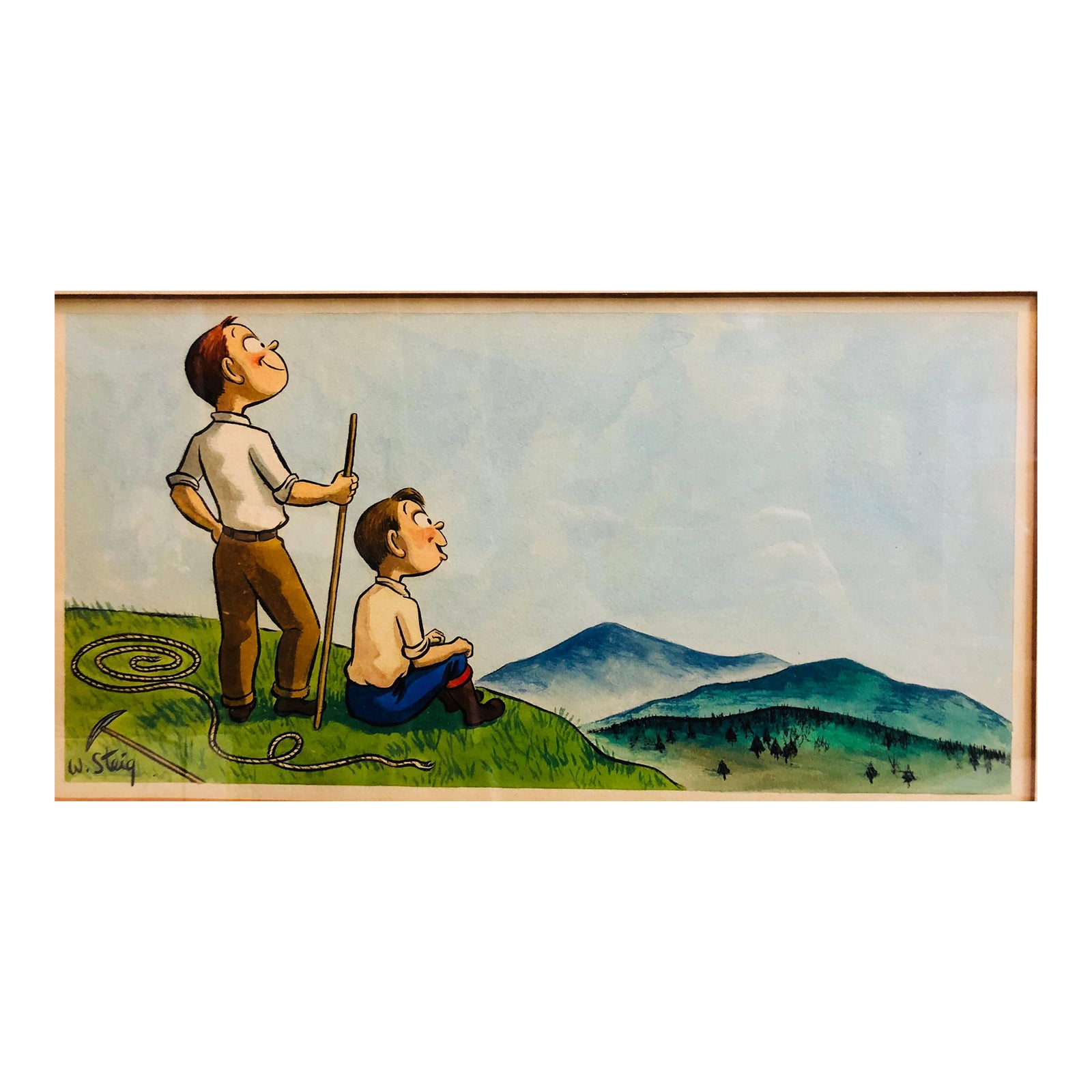 William Steig (b.1907)Whimsical Illustration Hiking Cartoon, 1938 Mt ...