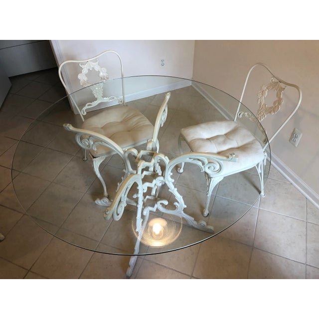 Hollywood Regency Iron Table and Four Chairs For Sale - Image 4 of 5