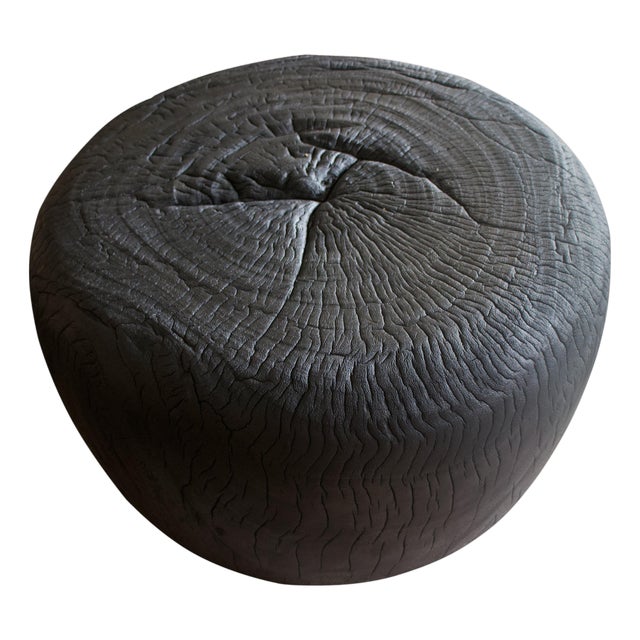 Andrianna Shamaris Charred Suar Wood Drum Coffee Table For Sale