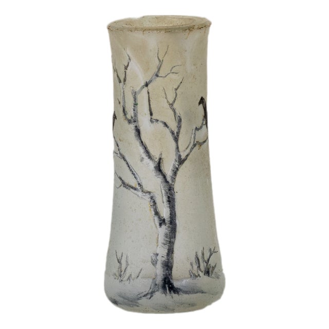 Antique Art Nouveau Miniature Winter Tree Glass Vase from Daum, 1890s For Sale