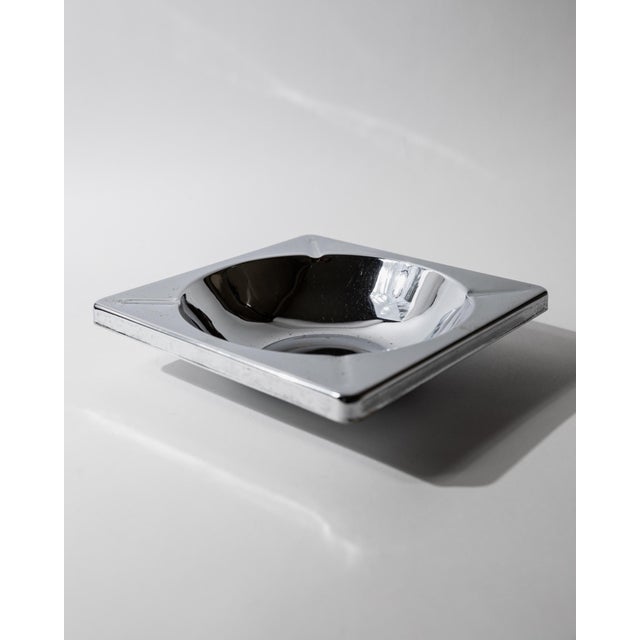 Large Vintage Brutalist Modernist Square Chrome Ashtray, 1980s For Sale - Image 6 of 12