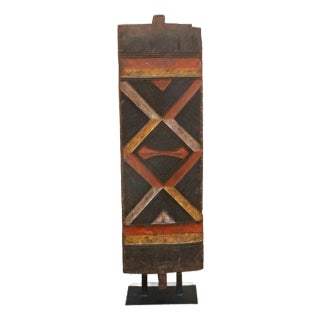 Early 20th Century Carved & Painted Bwa Door For Sale