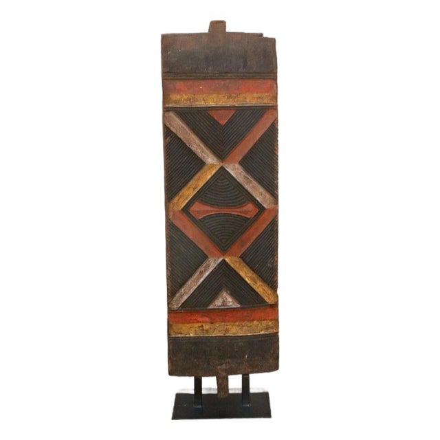 Early 20th Century Carved & Painted Bwa Door For Sale