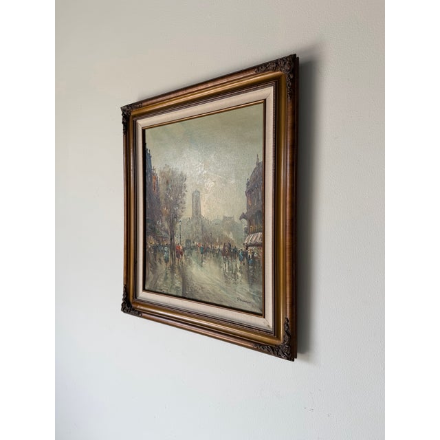 Abstract 1960’s Vintage Impressionist Parisian Street Scene Oil on Canvas Painting, Framed For Sale - Image 3 of 11