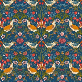 Strawberry Thief Wallpaper - Royal Blue - Sample For Sale
