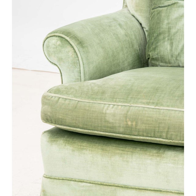 Green Velvet Button-Tufted Swivel Armchairs, Pair For Sale - Image 4 of 6