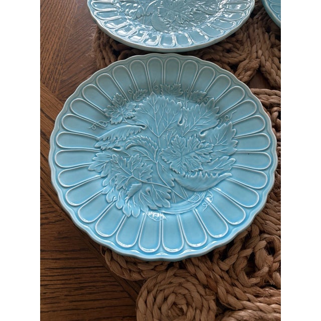 Vintage the Haldon Group Blue Embossed Floral Japan Salad Plates 8” -Set of 4 For Sale - Image 4 of 5
