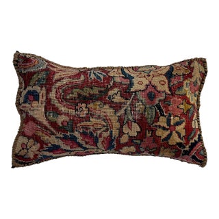 Pillow W/Antique Persian Rug Fragment, 1" X 1'5" For Sale