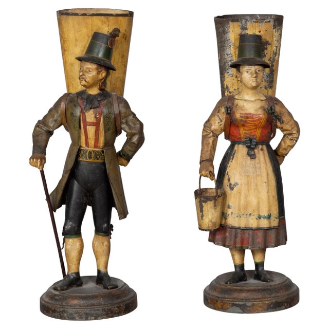 Tyrolean Tole Figural Vases - A Pair For Sale - Image 13 of 13