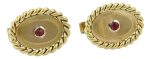 Tiffany & Co. Pink Tourmaline 18k Yellow Gold Oval Stud Cufflinks, 2 Pieces
