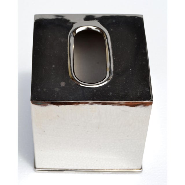 Alessi 1970s Bohemian Handmade Polished Stainless Steel Over Brass Tissue Box Cover India For Sale - Image 4 of 14