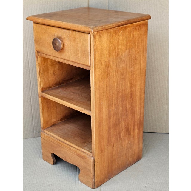 Colchester Group Solid Maple Single Drawer Old Town Finish Nightstand. A Mid Century Colchester Group Solid Maple Single...